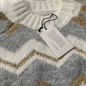 Brunette The Label Luxe Fairisle Sweater in Gray and Gold